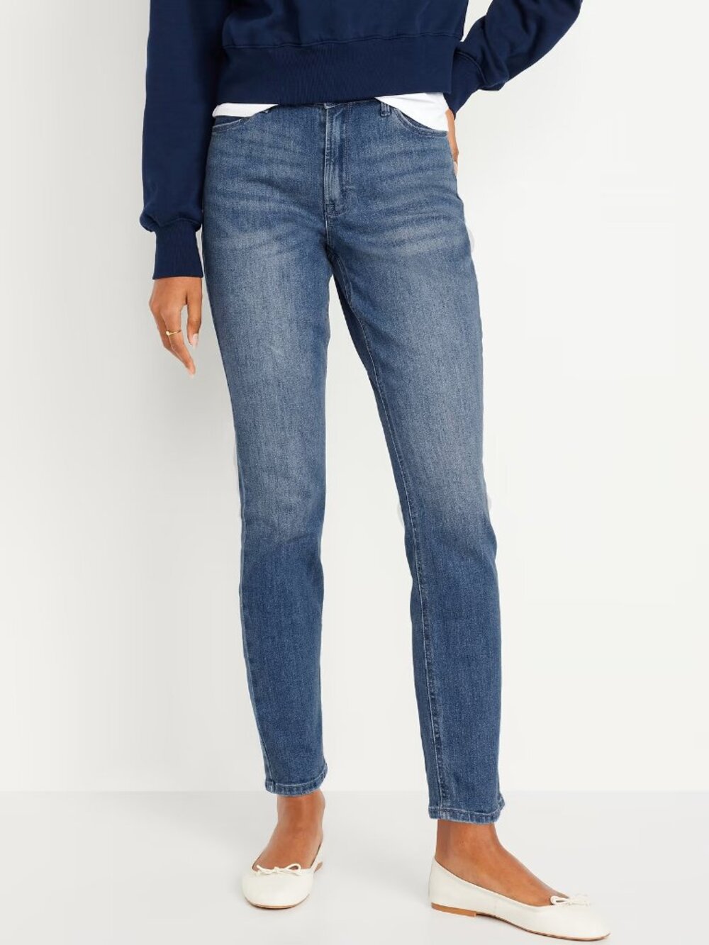 Old Navy Women's Size 6 Long Tall Medium Wash HighWaist Wow Straight Ankle Jeans
